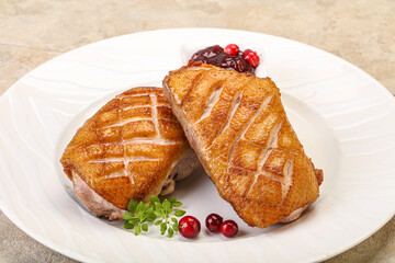 Roasted duck breast with sauce