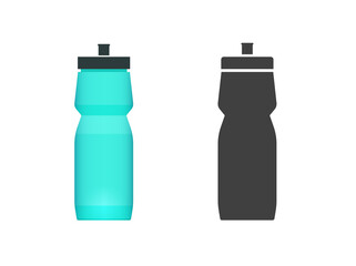 Sport water bottle vector flat icon and shape silhouette symbol clipart cartoon illustration isolated