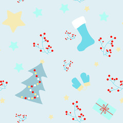 Seamless textures for Christmas design. Vector background, holiday elements, pattern for packaging or paper