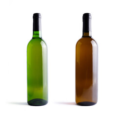 Bottles of wine isolated on a white background.