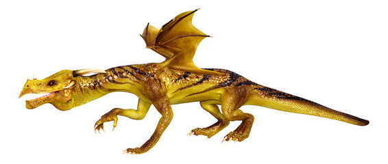 3D Rendering Fairy Tale Dragon on White