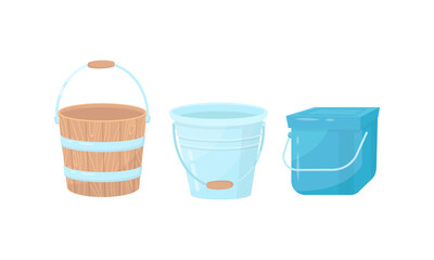 Different Buckets and Useful in Household Containers Vector Set