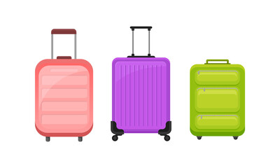 Baggage or Luggage Used for Traveling Vector Set