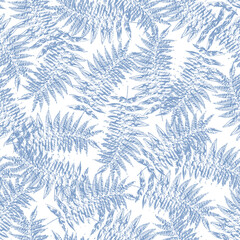 Seamless pattern with imprints of the leaves of trees. Endless texture for the design of nature, fabric, decorative background. Vector stock illustration.