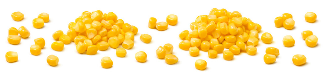 Fototapeta premium Fresh corn kernels set isolated on white background