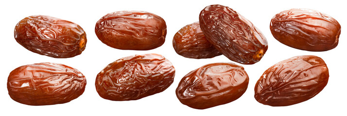 Big set of fresh dates isolated on white background.