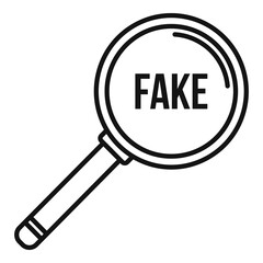 Search fake news icon. Outline search fake news vector icon for web design isolated on white background