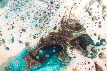 chic, luxurious Colorful background with divorces and gold. marble imitation, acrylic paint, handmade. Silver, bronze, gold, gilding