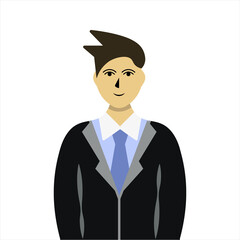 Businessman with medical mask. Businessman in a flat style. Vector illustration.