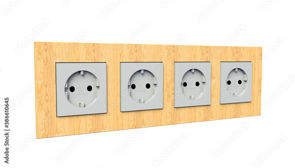 Wall mural electric socket isolated. 3d rendering