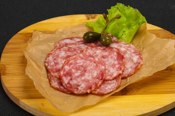 Spanish Salchichon sausage with salad