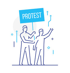 trade union, worker protests. Activist, policy, volunteer, protest. Flat illustration Icons infographics. Landing page site print poster. Eps vector.