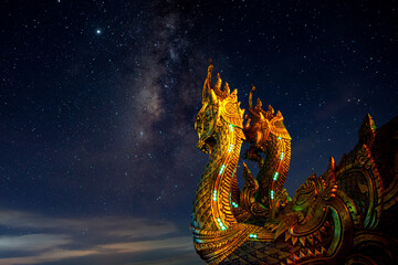 Buddhist serpent and star background with noise and grain.