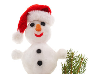 Snowman in a Christmas hat.