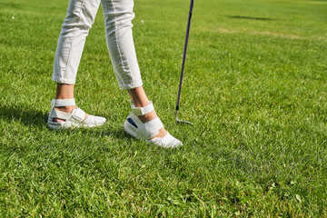 Sportswoman wearing trendy footwear during the workout