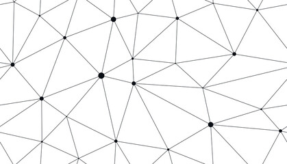 Obraz premium Technology communication seamless vector pattern with connected thin lines, black and white monochrome endless wallpaper background science theme.