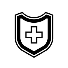 Medical health protection shield cross. Protected medicine guard shield icon concept. Safety mark badge