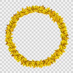 Golden wreath with yellow leaves. Vector template.