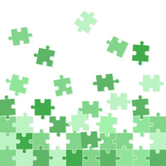 Green Jigsaw puzzle pieces background.