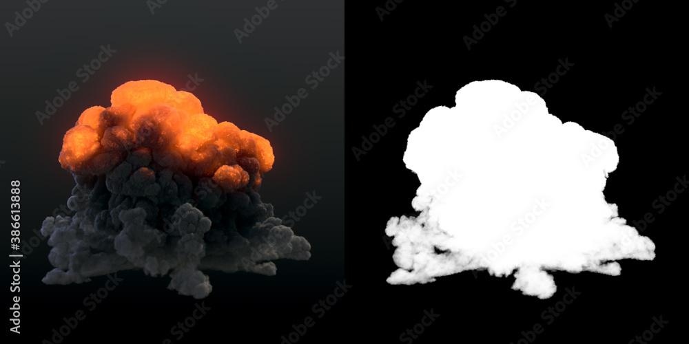 Aufkleber fire explosions with alpha channel. burning flames igniting. 3d rendering