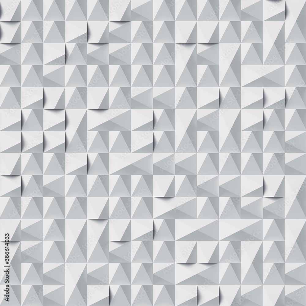 Aufkleber White geometric pattern of randomly arranged geometric shapes abstract 3d rendering art background. Digital illustration