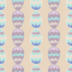 Seamless vector colorful pattern of cute easter eggs with lined ornament