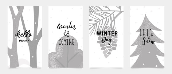 Winter background vector.  New year and Christmas vector illustrations design for social media post and stories, Cover, wallpaper, wall arts, Winter design for advertising and banners.