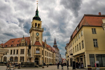 Fototapeta na wymiar güstrow, deutschland - borwinbrunnen auf dem pferdemarkt.