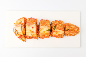 Chinese cabbage kimchi on a white background