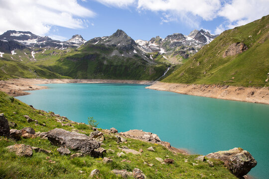 Formazza (VCO), Italy - June 25, 2020: Lake Vannino, Formazza Valley, Ossola, VCO, Piedmont, Italy