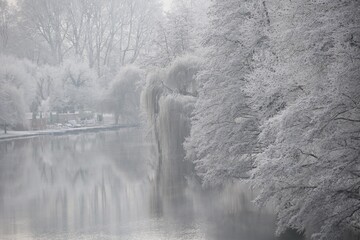 Winter Landscape in the City of Heilbronn am Neckar in Germany, Europe