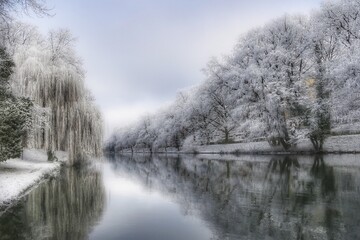 Winter Landscape in the City of Heilbronn am Neckar in Germany, Europe