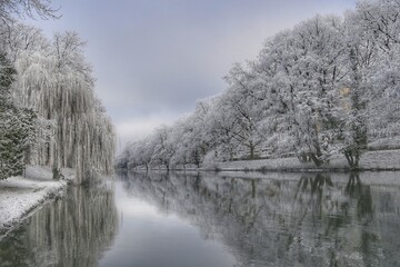 Winter Landscape in the City of Heilbronn am Neckar in Germany, Europe
