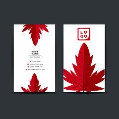 Autumn business card design with maple leaf. Eps10 vector illustration