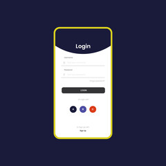 MockUp Screen With Login Form. Welcome Page For Your Mobile App. Interface Design Login Page