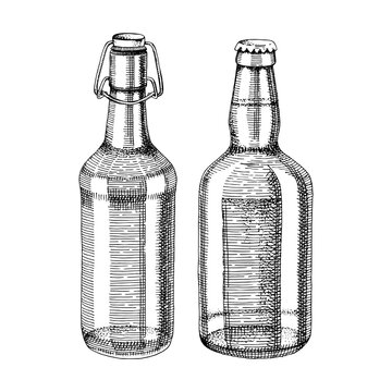 Hand drawn beer bottles