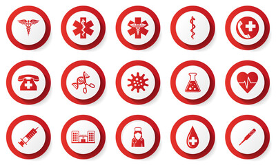 Medical and healthcare concept flat design vector icons on white background
