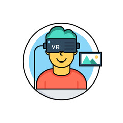 
Virtual reality head-mounted device or glasses, flat icon design
