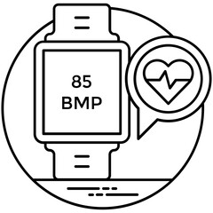 
A wristwatch type fitness tracker, flat vector icon design
