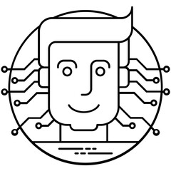 
Cogs revolving in human head with keyboard showing icon image of programming
