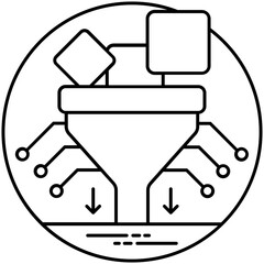 
Big data filtering through funnel, flat icon image 
