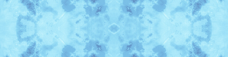 Seamless Blue Dyed Dirty Art Print. Watercolor 