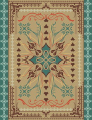 Obraz premium beautiful carpet in blue and brown tones vector pattern 