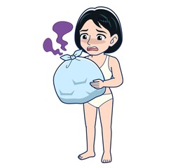 Young woman in green work clothes