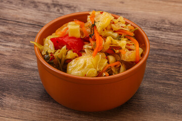 Spicy pickled cabbage with carrot