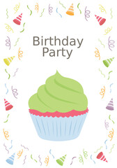 
A beautifully designed birthday card with emoticons and birthday caps all over on card, birthday party celebration 
