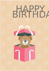 


A beautifully designed card with written birthday text and colorful hats depicting birthday greeting , happy birthday 
