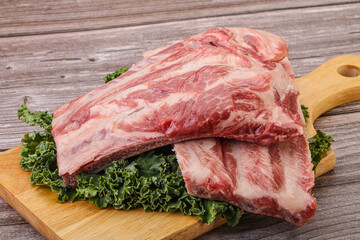 Raw pork ribs for cooking