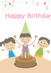 


A beautifully designed card with written birthday text and colorful hats depicting birthday greeting , happy birthday 
