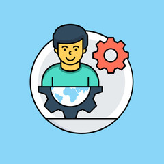 
Human avatar surrounded by a circle of arrows, denoting idea for career ways icon
